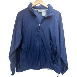 L.L. Bean Pullover Jacket Mens Medium Blue 1/4 Zip Nylon Lightweight Outdoor